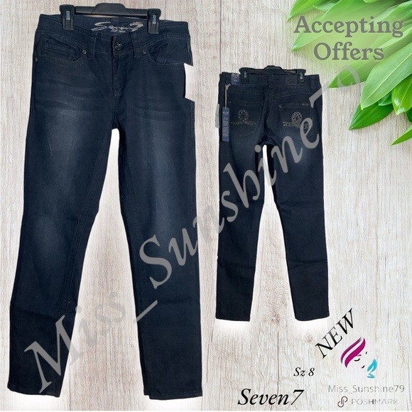 Seven7 NEW - Sz 8 - skinny jeans - a very dark navy blue - camera can’t capture - Picture 1 of 9